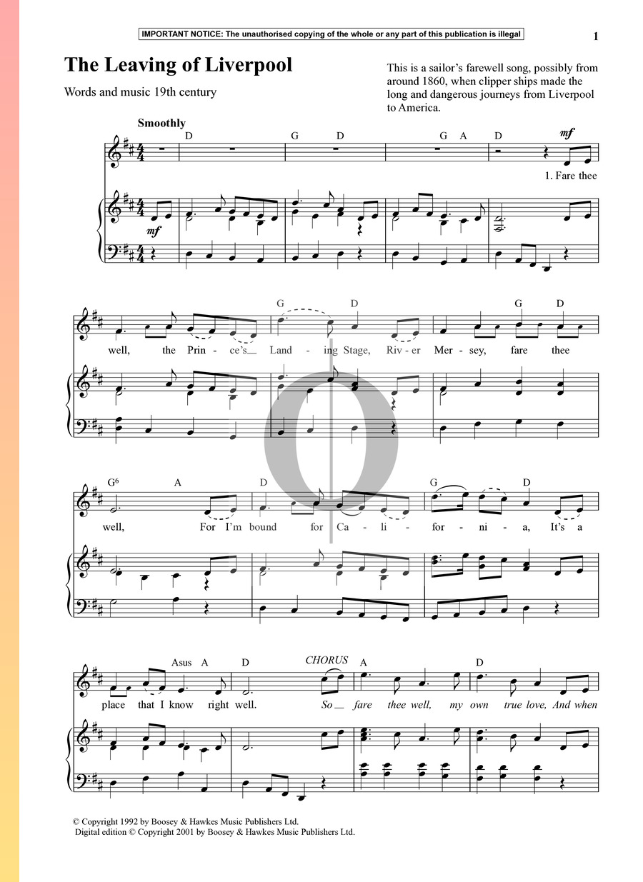 The Leaving Of Liverpool Sheet Music (Piano, Voice) | PDF Download - OKTAV