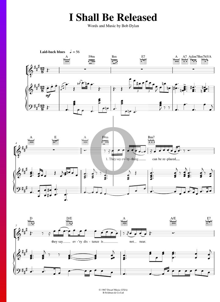 I Shall Be Released (Nina Simone) Piano Sheet Music - OKTAV