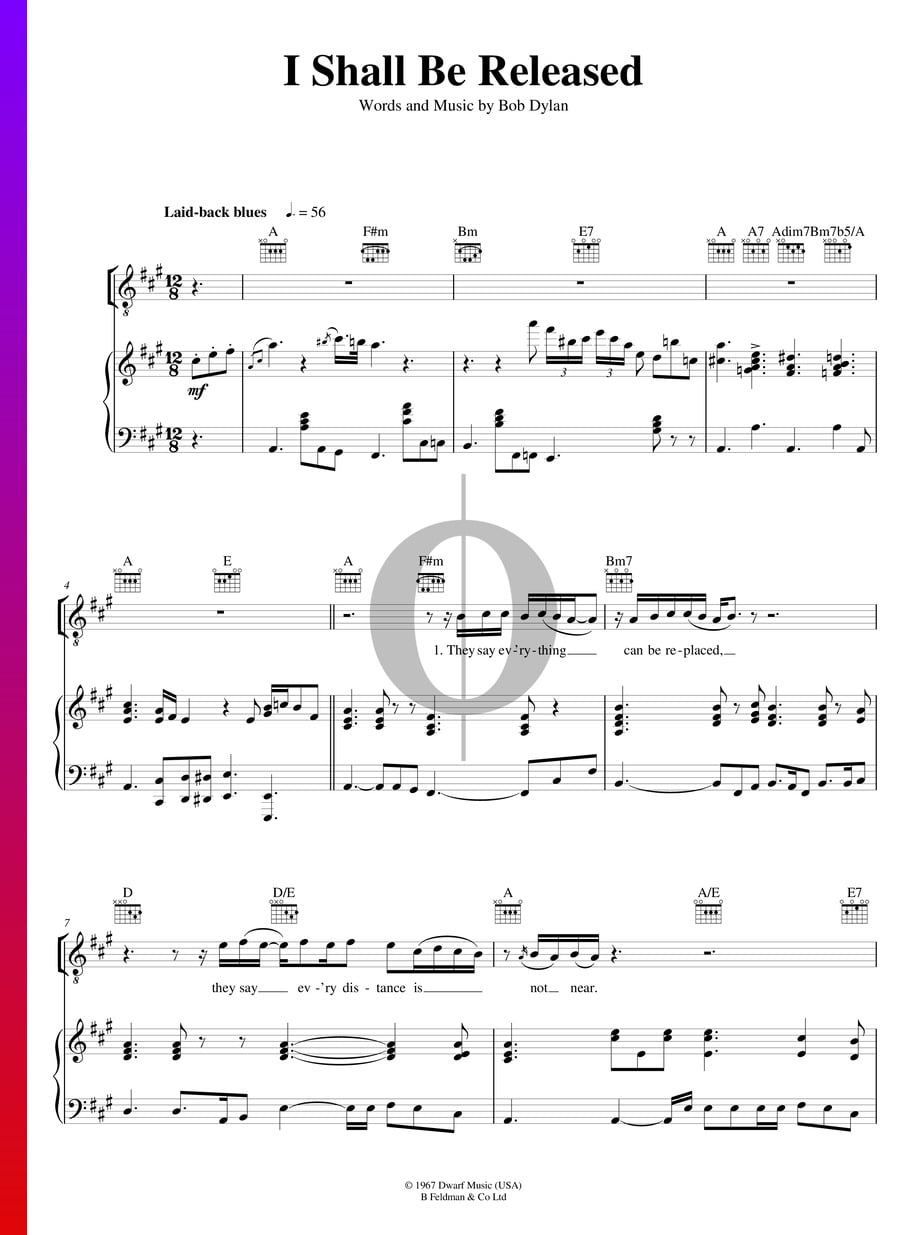 I Shall Be Released (Nina Simone) Piano Sheet Music - OKTAV