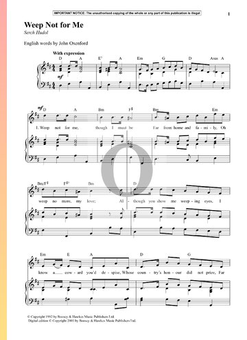 Weep Not For Me Sheet Music