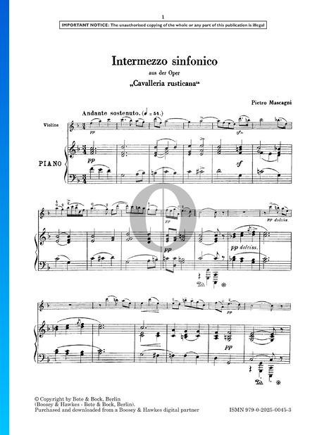 Cavalleria Rusticana, Intermezzo Partition