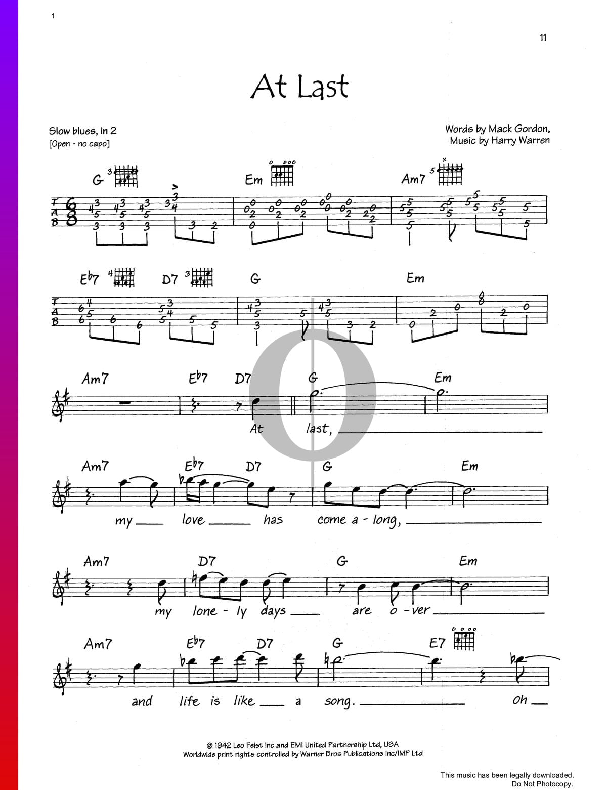 De hecho Peluquero Filosófico At Last Partitura » Etta James (Piano, Voz, Guitarra) | Descarga PDF - OKTAV