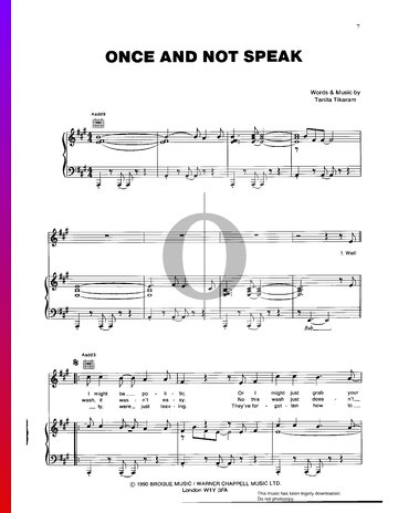 Once And Not Speak Sheet Music