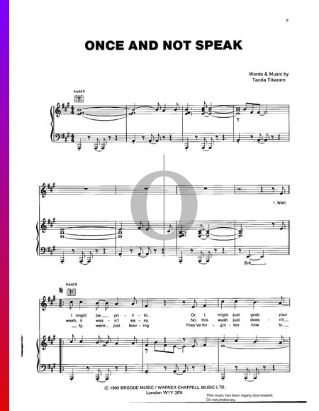 Once And Not Speak Sheet Music