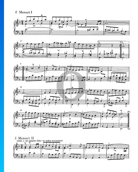 Französische Suite Nr. 1 d-Moll, BWV 812: 4./5. Menuet I und II Musik-Noten