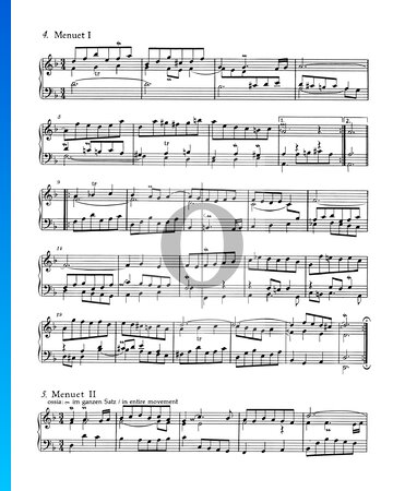French Suite No. 1 D Minor, BWV 812: 4./5. Menuet I and II Sheet Music