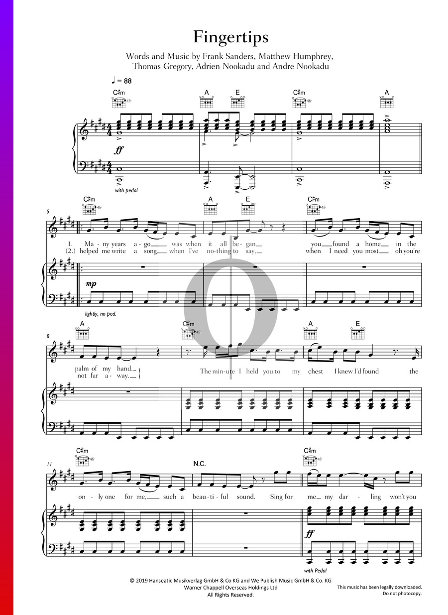 Fingertips (Tom Gregory) Piano Sheet Music OKTAV
