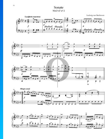 Sonata in F Minor, WoO 47 No. 2: 1. Larghetto maestoso bladmuziek