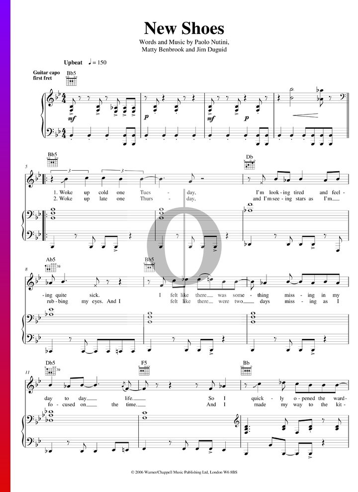New Shoes (Paolo Nutini) Piano Sheet Music OKTAV