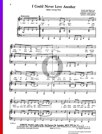 I Could Never Love Another (After Loving You) Sheet Music