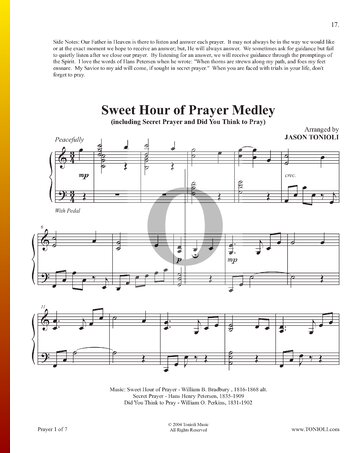 Sweet Hour of Prayer (Medley) Musik-Noten