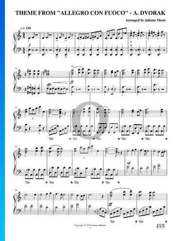Partition Symphonie n° 9 (du Nouveau Monde), op. 95 : 4. Allegro con fuoco (Thème)
