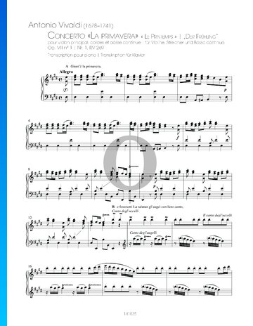 La Primavera – Spring, Op. 8, RV 269: 1. Allegro Sheet Music