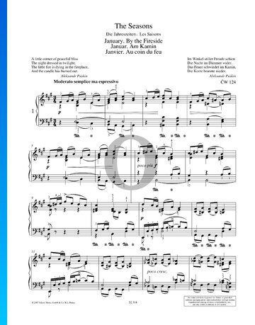 The Seasons, Op. 37a: 1. January - By the Fireside Partitura
