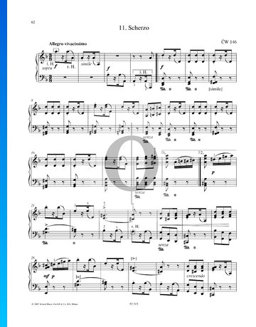12 Pieces, Op. 40, TH 138: 11. Scherzo Sheet Music
