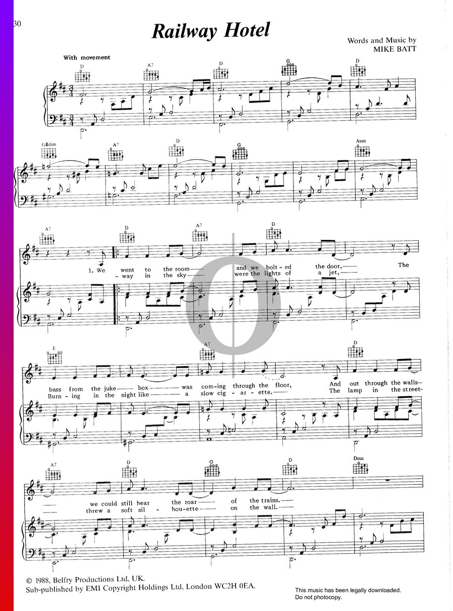 Railway Hotel (Mike Batt) Piano Sheet Music - OKTAV