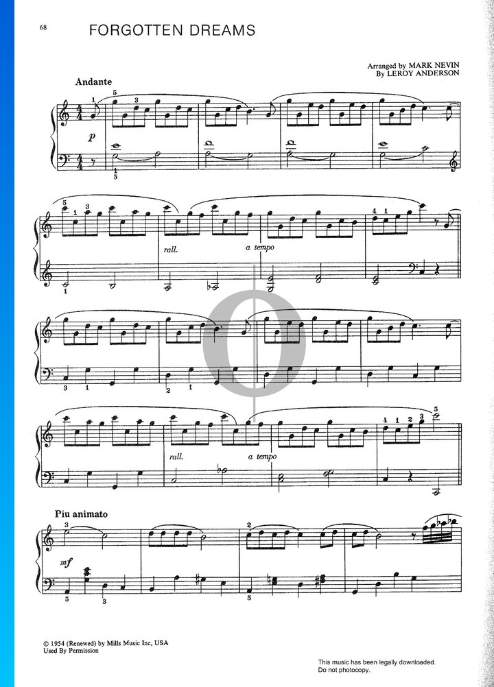 Forgotten Dreams (Leroy Anderson) Piano Sheet Music - OKTAV