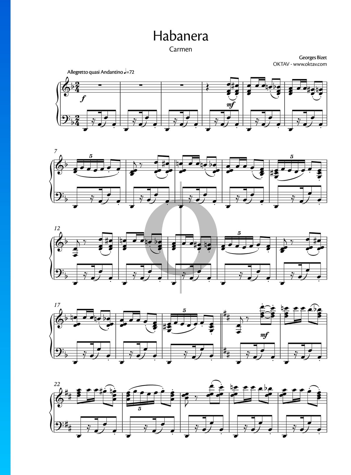 Actual encanto Laboratorio Habanera Partitura » Georges Bizet (Piano Solo) | Descarga PDF - OKTAV