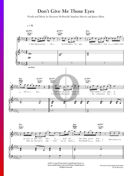 Don't Give Me Those Eyes Musik-Noten