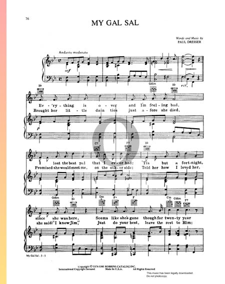 My Gal Sal Sheet Music