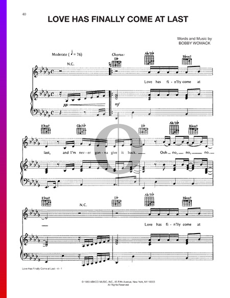 Love Has Finally Come At Last Musik-Noten