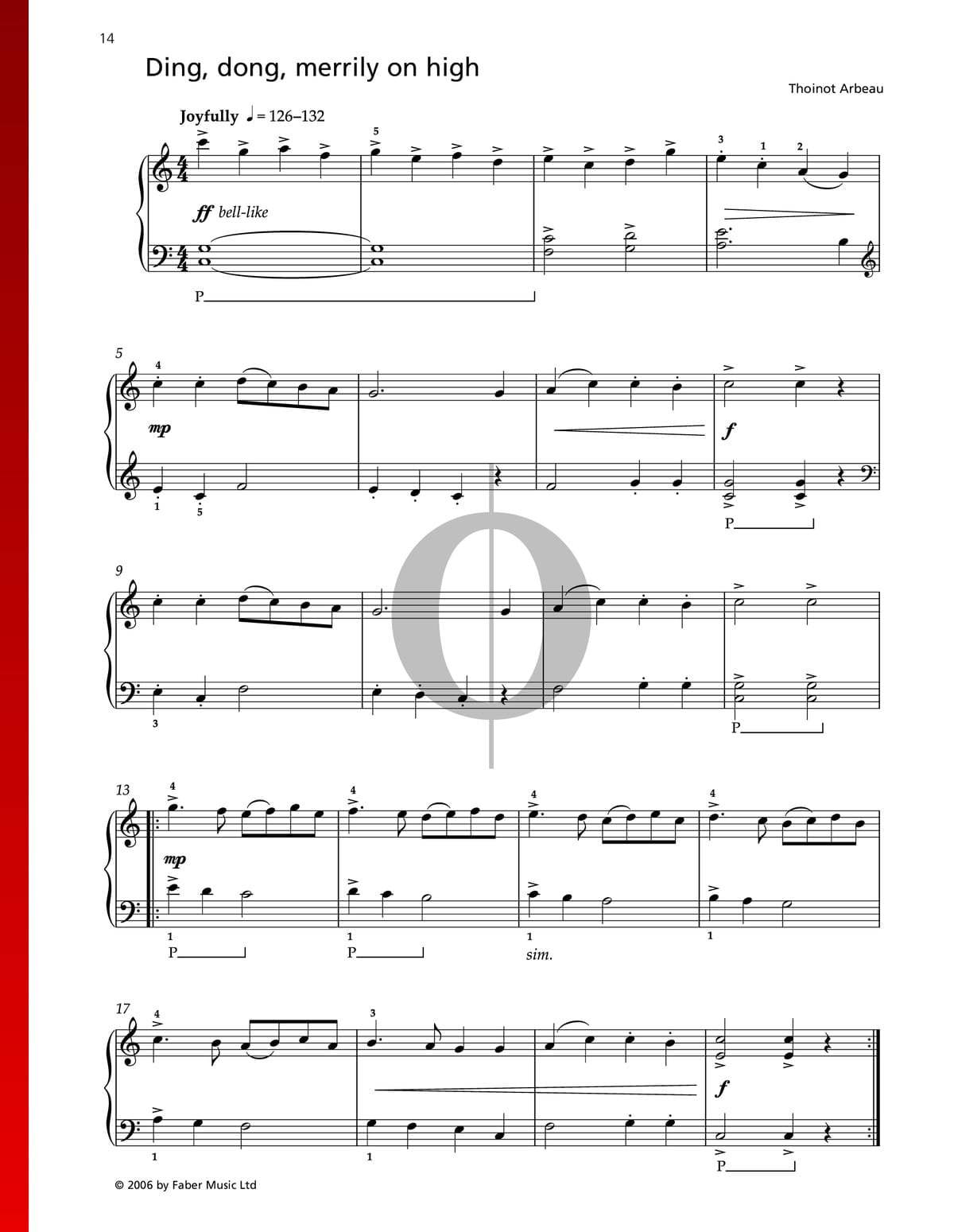 Ding Dong Merrily On High Thoinot Arbeau Piano Sheet Music OKTAV