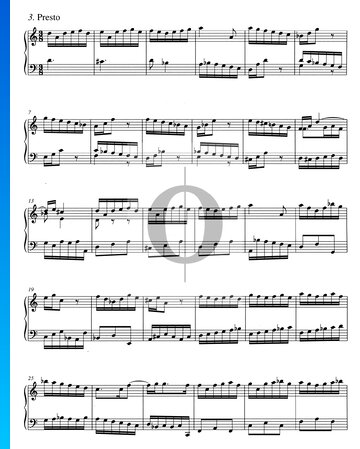 Partition Concerto en Ré mineur, BWV 974: 3. Presto