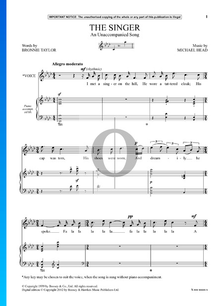 The Singer (An Unaccompanied Song) Sheet Music