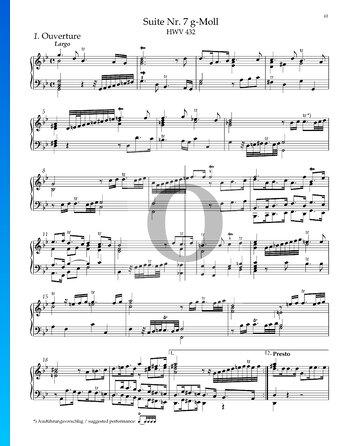 Suite No. 7 G Minor, HWV 432: 1. Ouverture Sheet Music
