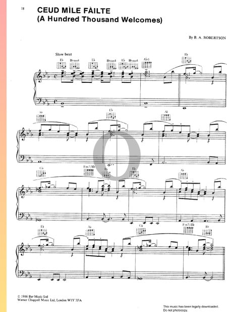 Cead Mìle Fàilte (A Hundred Thousand Welcomes) Sheet Music