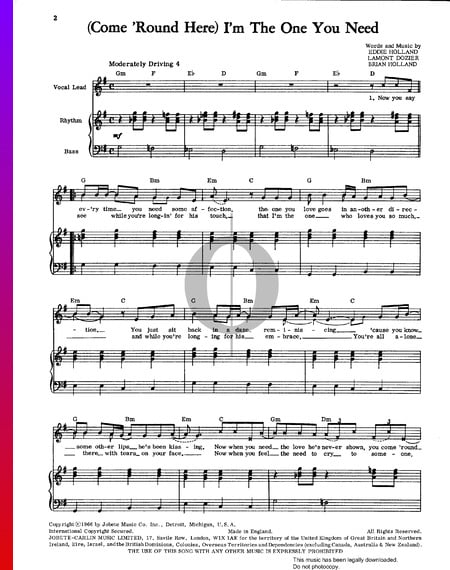 (Come 'Round Here) I'm The One You Need Sheet Music