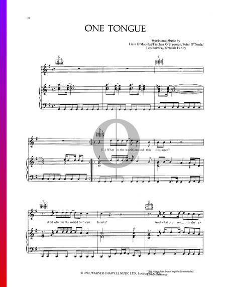 One Tongue Sheet Music