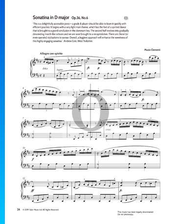 Partition Sonatine en Ré majeur, op. 36 n° 6