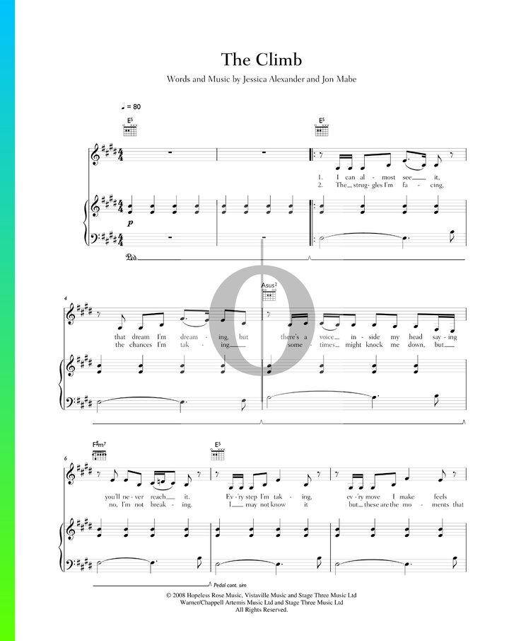 The Climb Piano Sheet Music From Hannah Montana By Miley Cyrus - OKTAV