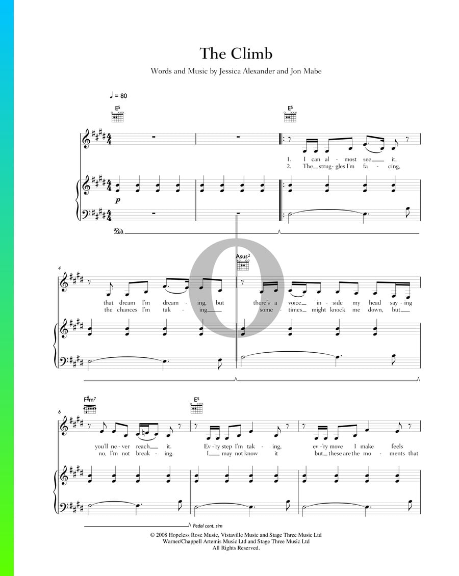 The Climb Piano Sheet Music from Hannah Montana by Miley Cyrus - OKTAV