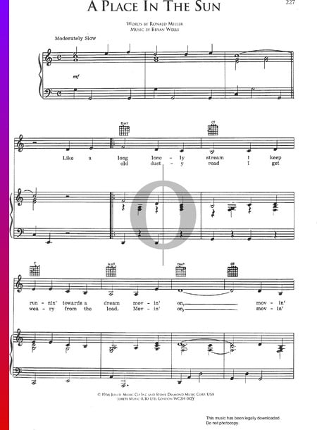 A Place In The Sun Musik-Noten
