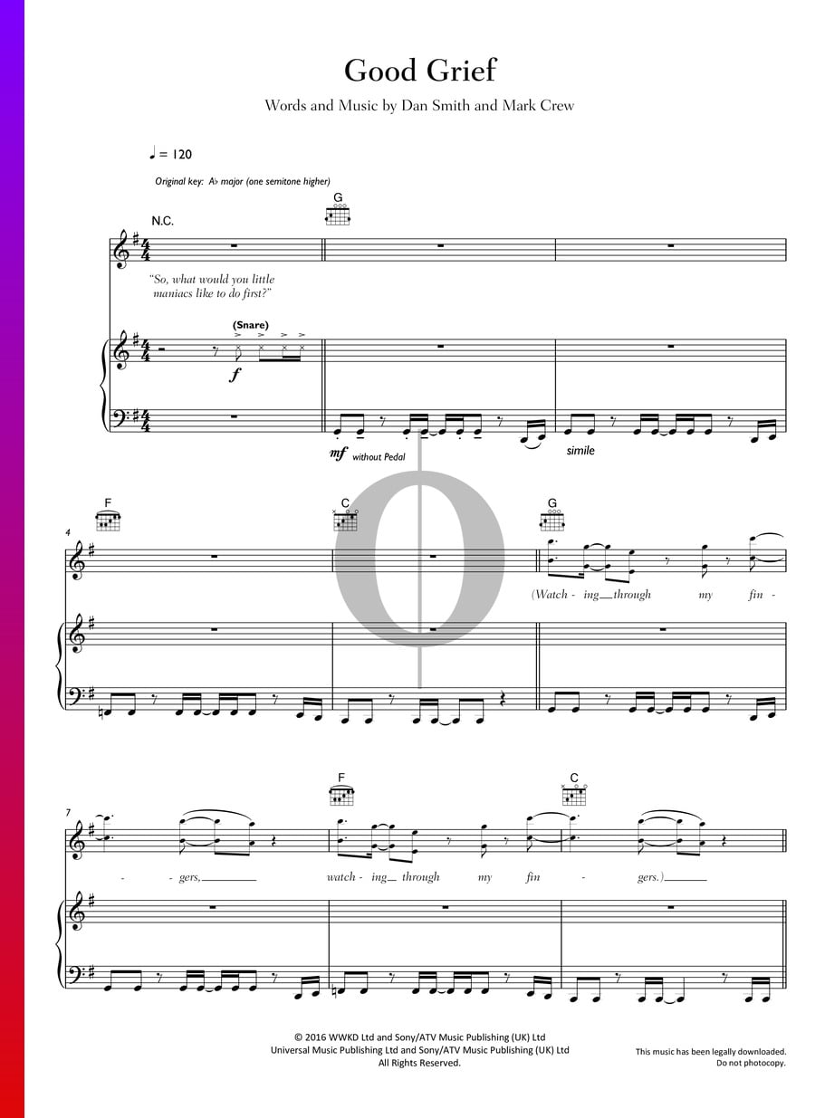 Good Grief (Bastille) Piano Sheet Music - OKTAV