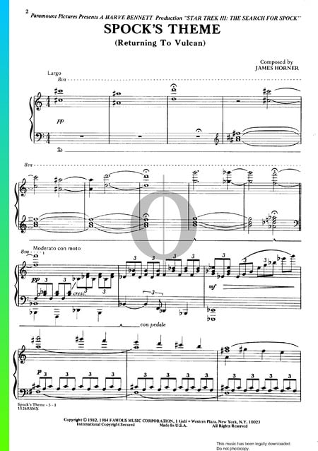 Spock's Theme (Returning To Vulcan) Musik-Noten