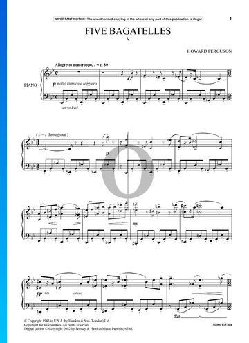 5 Bagatelles, Op. 9: No. 5. Allegretto non troppo Sheet Music