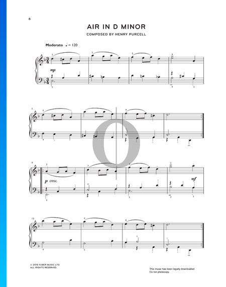 Aire en re menor, ZT 676 Partitura