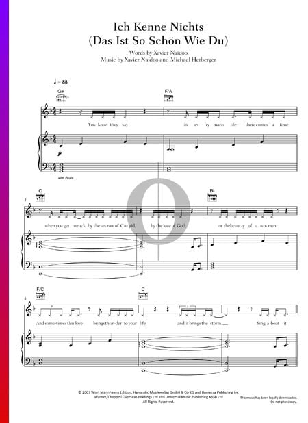 Ich kenne nichts (das so schön ist wie du) Sheet Music