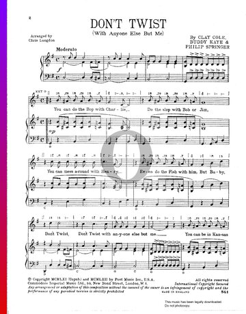 Don't Twist (With Anyone Else But Me) Sheet Music