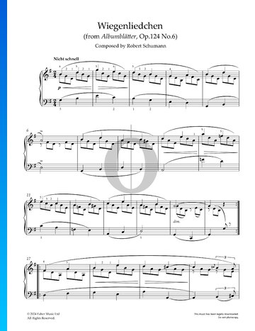 Album Leaves, Op. 124: No. 6 Cradle Song Sheet Music