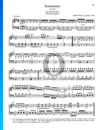 Kontretanz D-Dur, KV 534 Musik-Noten
