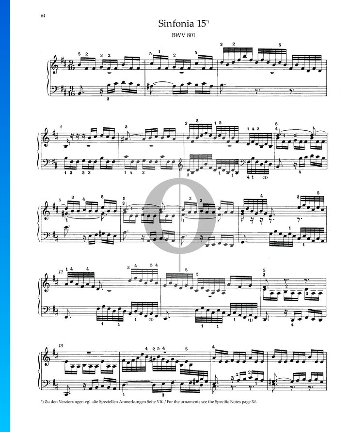 Sinfonia 15, BWV 801 (Johann Sebastian Bach) Piano Sheet Music - OKTAV