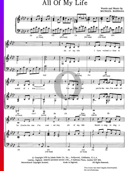 All Of My Life Musik-Noten