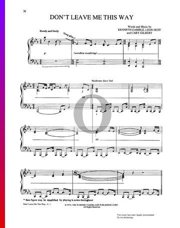 Don't Leave Me This Way Sheet Music