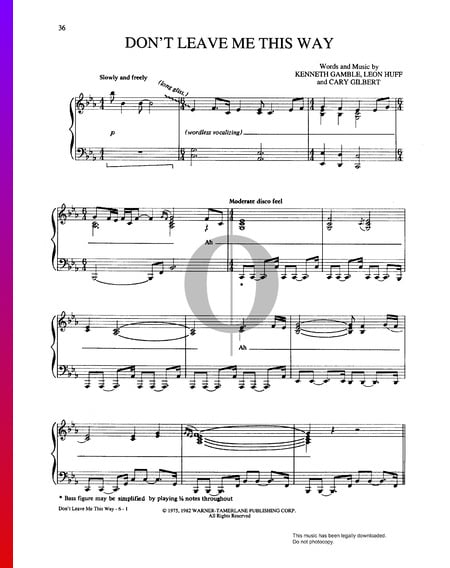 Don't Leave Me This Way Sheet Music