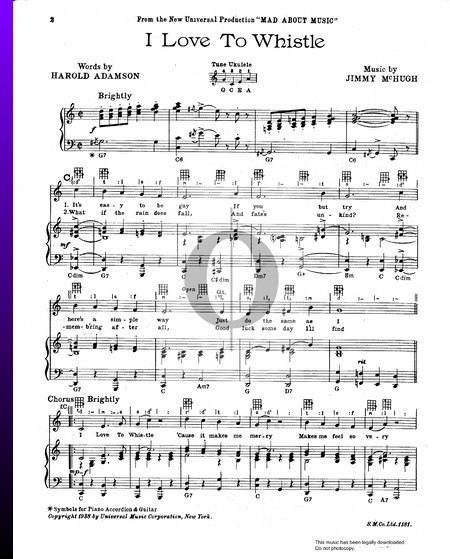 I Love To Whistle Sheet Music