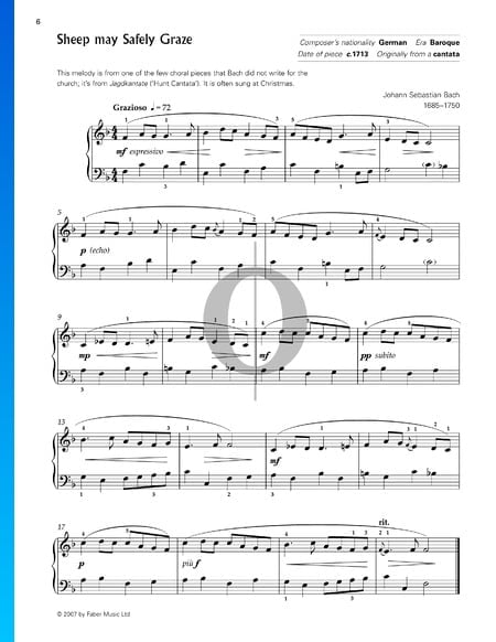 Schafe Können Sicher Weiden, BWV 208 Sheet Music